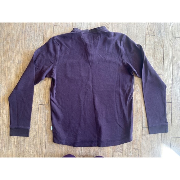 Wellen Brosnan Seawool XL Long Sleeve Henley Shirt Waffle Knit Pocket Plum - Picture 6 of 6